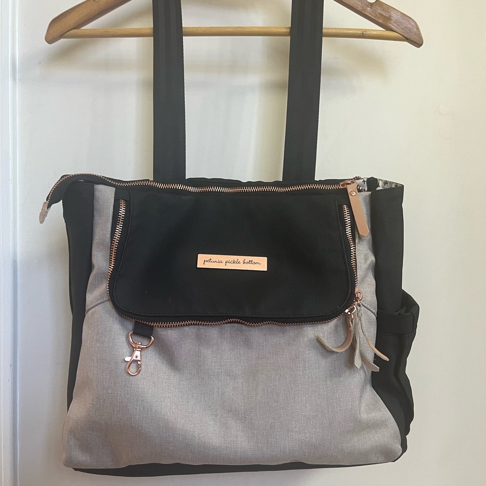 Petunia Pickle Bottom Pivot Pack Black and Cream Diaper Bag